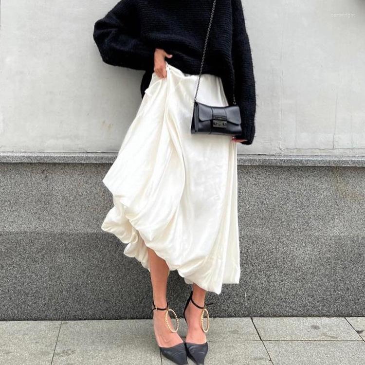 

Skirts Wind 2023 Spring Balloon Skirt Fashion Casual Simple Solid Color Versatile High Waist Poached Half-length Zaful, Beige