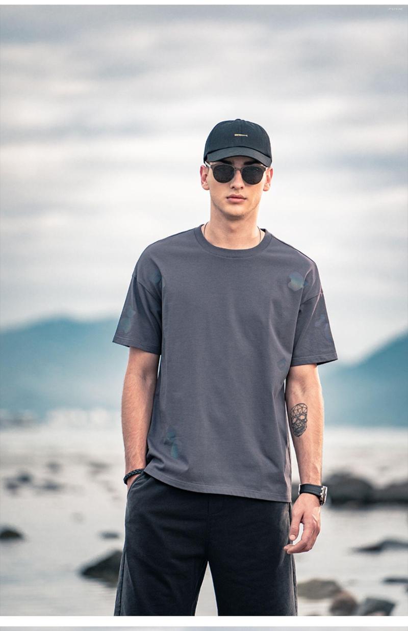 

Men's T Shirts YTX2918 Laser Reflective Printing Fashion Brand Couple Half Sleeve Loose Short T-shirt Men, Black