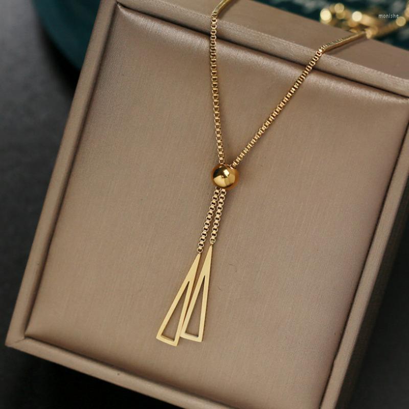 

Chains Stainless Steel Fashion Upscale Jewelry Pull Adjustment Sexy Tassel Charms Chain Choker Necklaces Pendants For Women Gothic