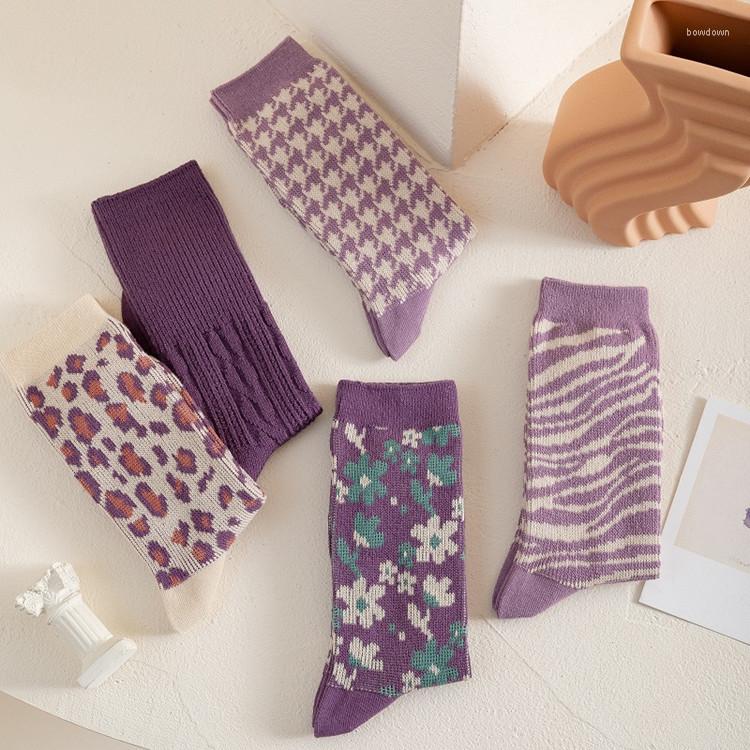 

Women Socks Women's Spring And Autumn Tide Retro Leopard Houndstooth Flower All-match Cute, Zebra