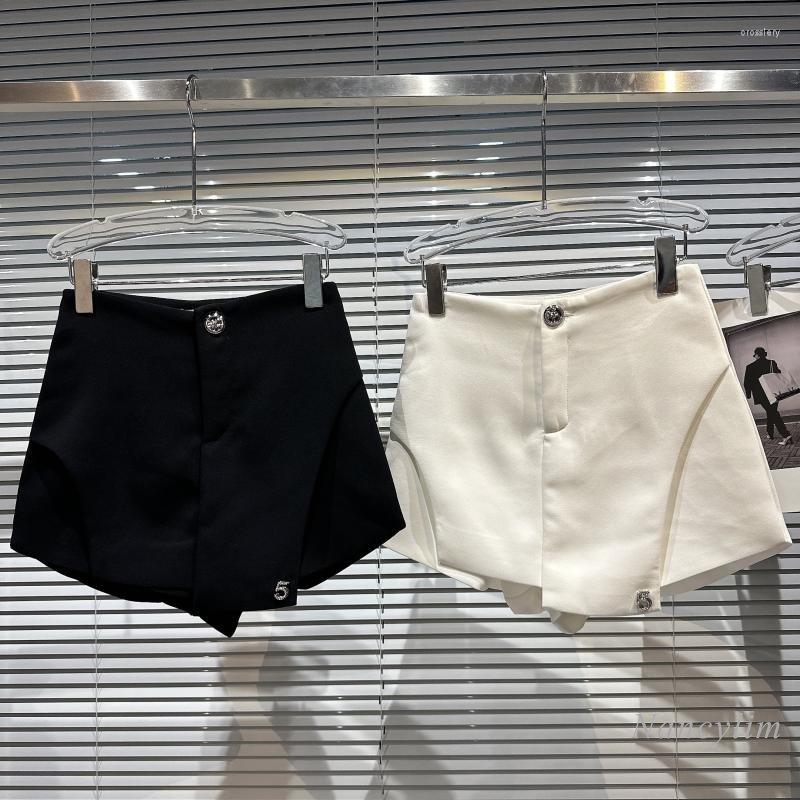 

Women' Shorts 2023 Spring And Summer Classic Style Irregular Skirt Shirts For Women Temperament Solid Color Pantskirt White Black