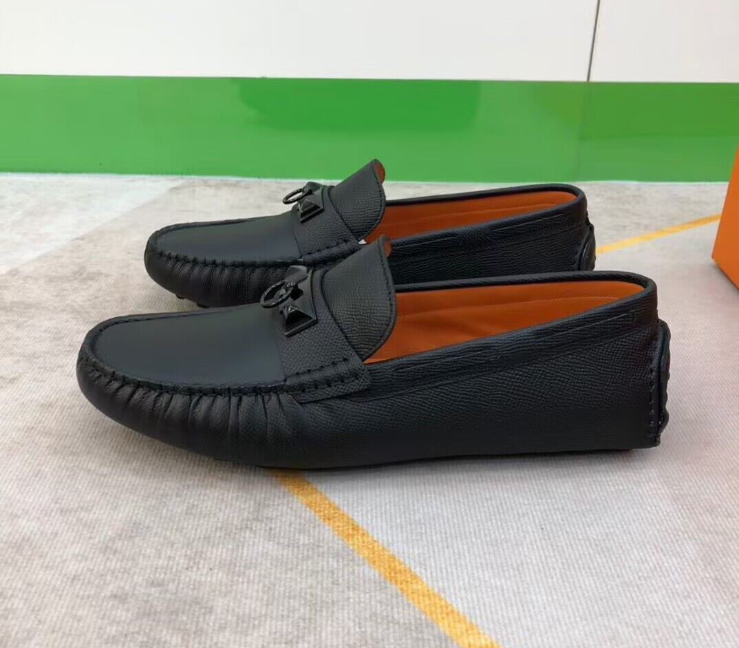 

Men design dress casual shoes Kelly buckle loafer black genuine leather loafers flat wedding shoes mens slip on oxfords outdoor walking comfortable 38-46Box