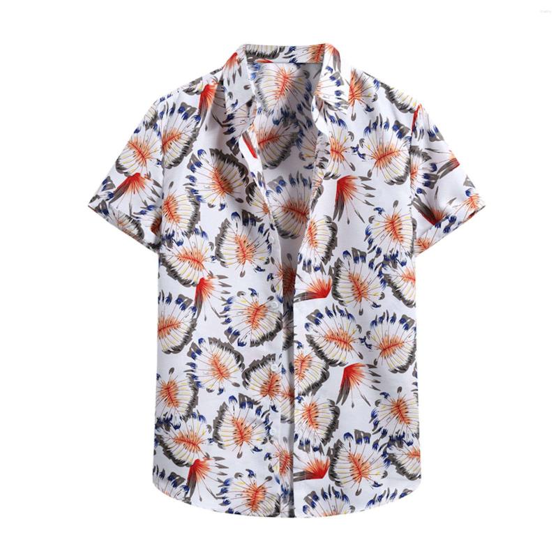 

Men's T Shirts Summer Sleeve Turtleneck Cardigan Men's Shirt Short Beach Flower Men Mens Long Sleeved Tee, Red