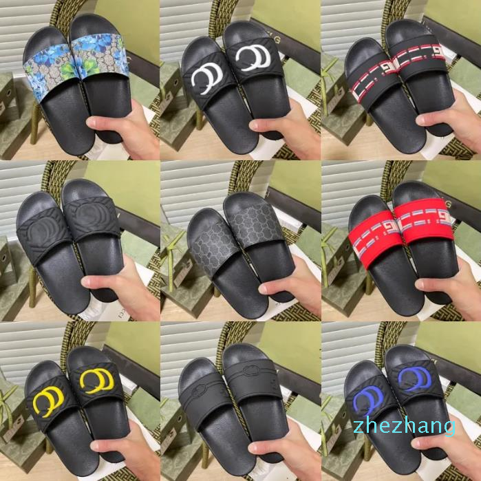 

2023-Brand Slide Man Black Slippers Women Stripe Slides White Red Beach slippers Size 35-45, 13