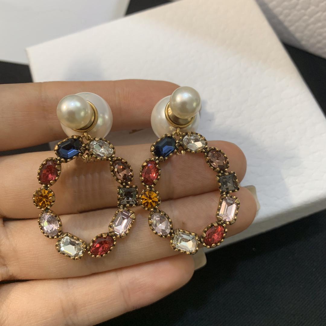 

Stylish Gem Luxury Designer Jewelry Sets Classics Necklace Earrings Letter Gems Pendants Mens Womens Necklaces Ear Studs Wedding Party, As pics