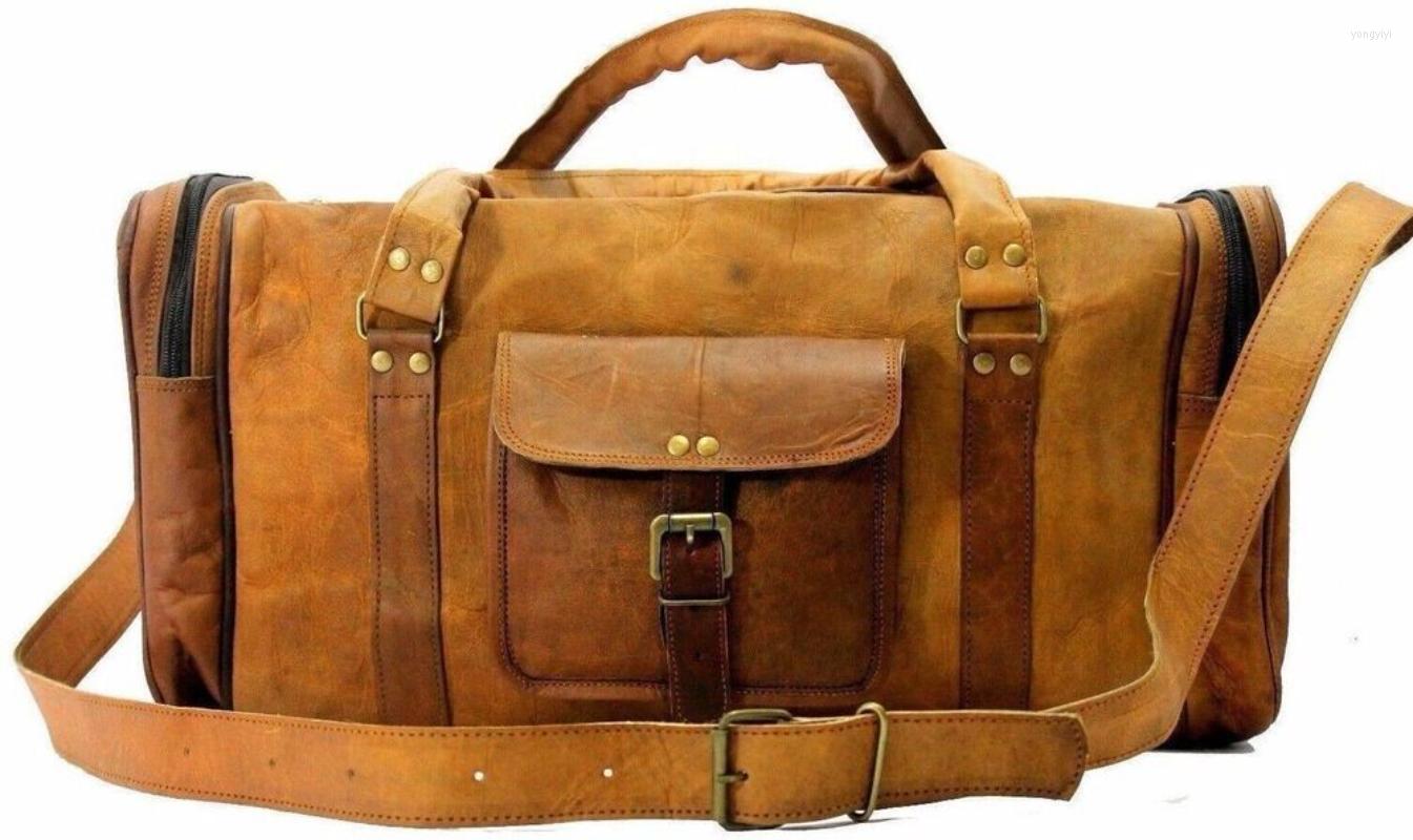

Duffel Bags Men 24" Real Leather Travel Bag Weekend Gym Sport Overnight Luggage, 24x10x9inches