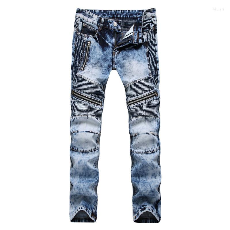 

Men's Jeans Trendy Men's Clothing Casual Streetwear Denim Oversize Pants Wide Leg Stretch Trousers Motorcycle Vintage Biker Baggy Male, Blue