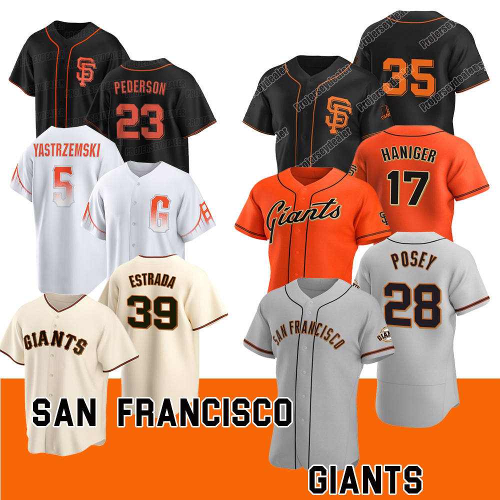 

Buster Posey 2023 Giants Jersey Mitch Haniger Thairo Estrada Michael Conforto Mike Yastrzemski Joc Pederson Brandon Crawford San LaMonte Wade Jr. Villar Francisco, Grey womens s-2xl