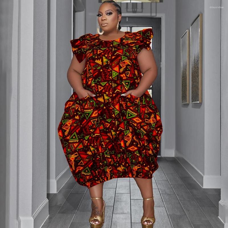 

Plus Size Dresses 3XL 4XL Clothes For Women's Clothing Robe 2023 Summer Fashion Print Elegant Chic Oversize Midi Dress, Blue