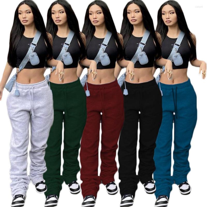 

Women' Pants Echoine Autumn Jogging Sweatpants Women Casual Pleated Stacked Trousers High Waist Sports Tracksuit Streetwear Cargo Pant, Green