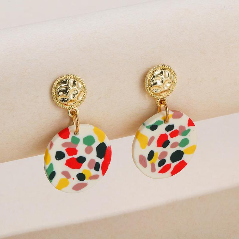 

Dangle Earrings Korean 2023 Soft Pottery Rainbow Wave Dot Female Simple Cow Pattern Candy Women Jewelry