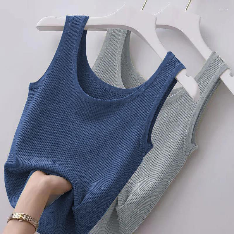 

Women's Tanks Plus Size Summer Simple Solid Strap Tank Top Women's Round Neck Sleeveless Bottom Shirt Thread Overlay Women, Coffee