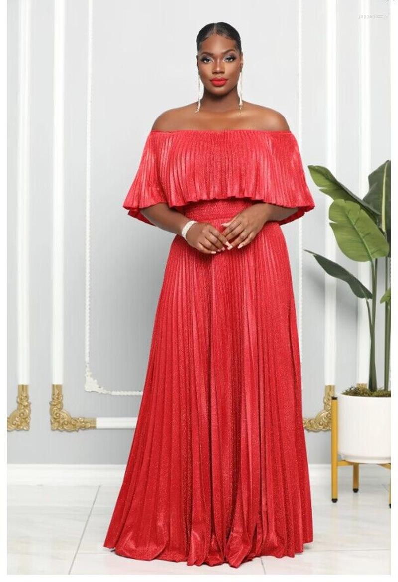 

Casual Dresses 2023 Women's Clothing Summer Sexy Off-Shoulder Ruffle Sleeve Pattern High Waist Large Skirt Elegant Dress, Orange