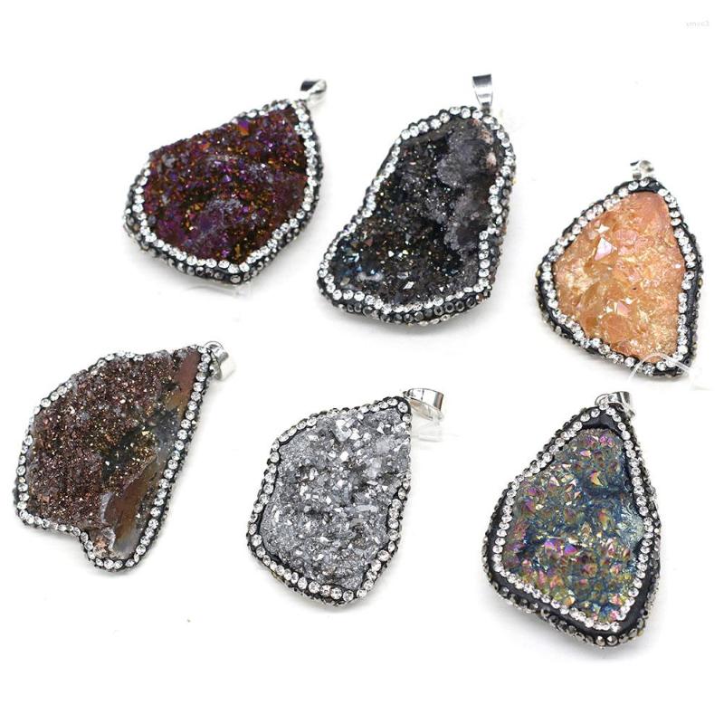 

Pendant Necklaces Fashion Irregular Crystal Druzy Pendants Natural Druzys Agates Charms For Jewelry Making DIY Necklace Size 30x40-35x45mm