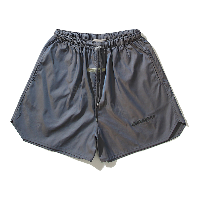 

ESS Men's casual sports pants smooth waterproof shorts drawstring style shorts trend design solid fears of god polyester shorts Medium length options available, The same as real