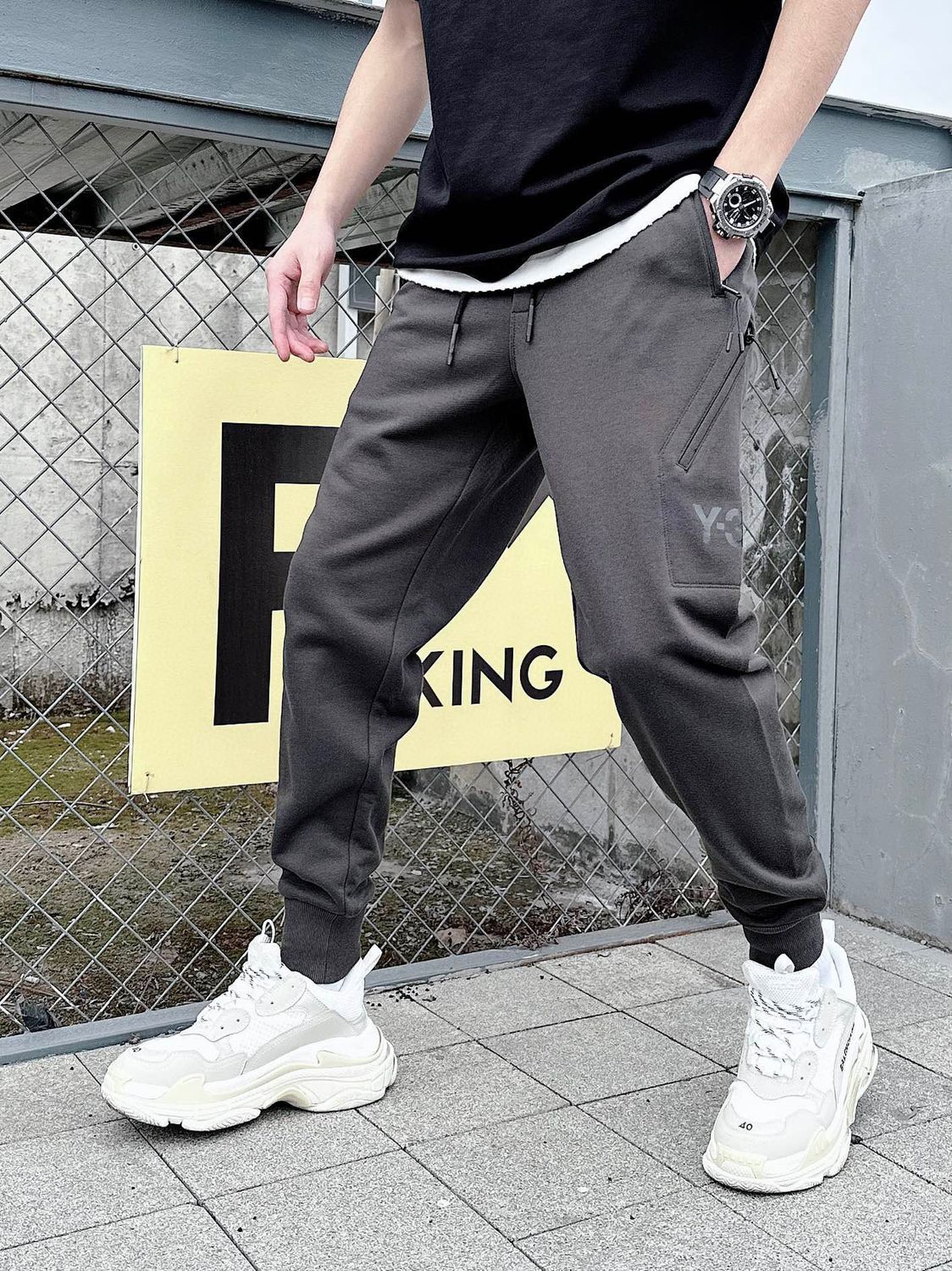 

Mens Pants Women Spring and Summer Europe and America High Street Overalls Sport Pants Casual, Black