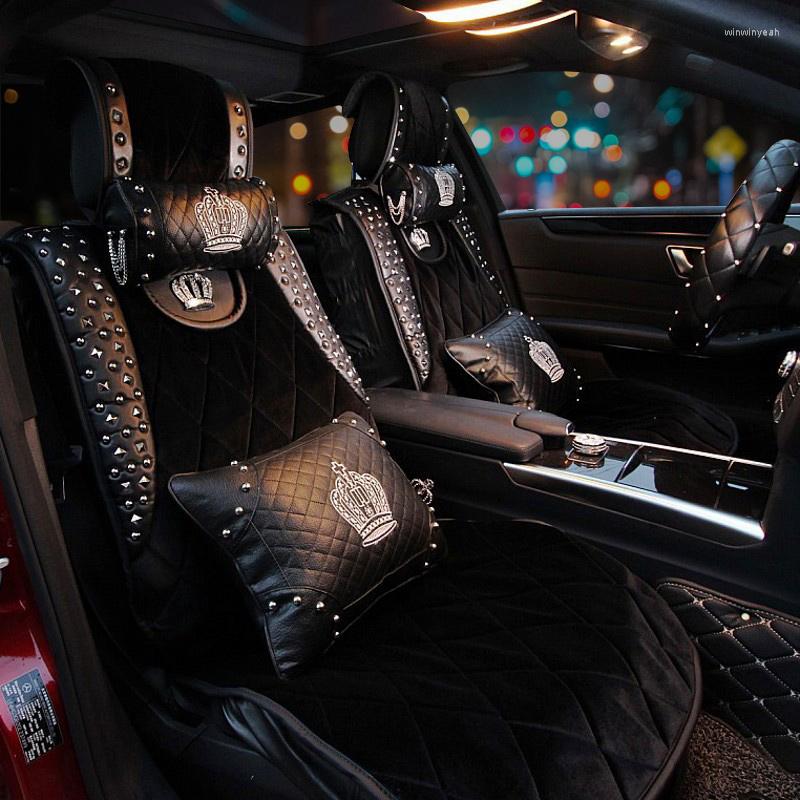 

Car Seat Covers Carshaping Four Seasons Universal Fit Rivet Crown Soft Velvet Front