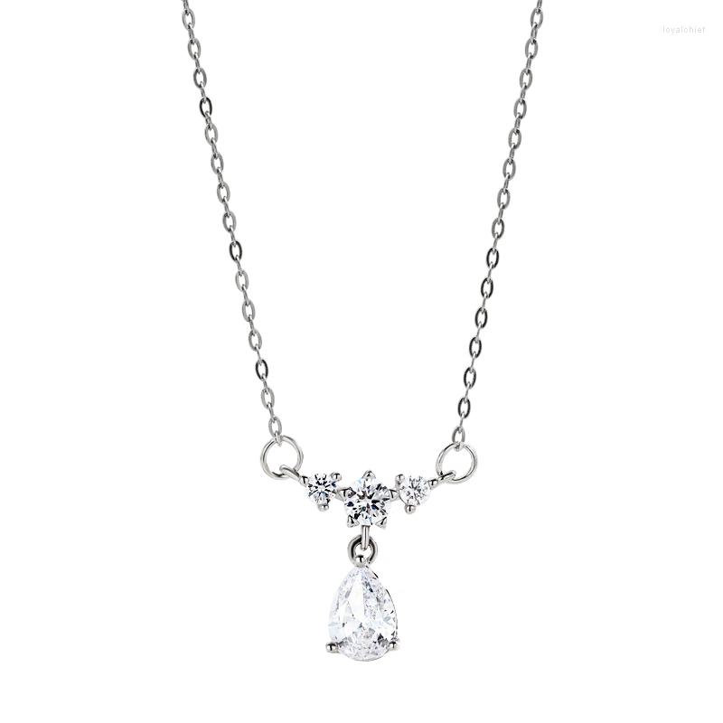 

Chains S925 Pure Silver Water Drop Shaped Clavicle Chain Temperament Light Luxury Small Diamond Jewelry For Women