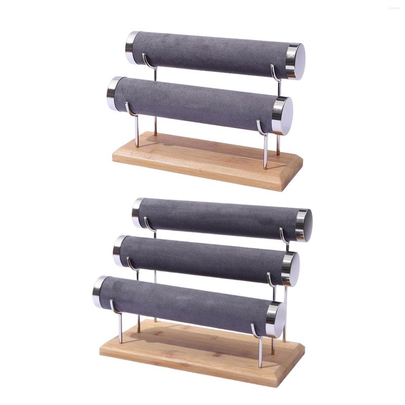 

Jewelry Pouches Bracelet Display Stand With Wooden Base Bar Vertical Bangle Holder For Watch Desktop Hanging Organization Women Girl