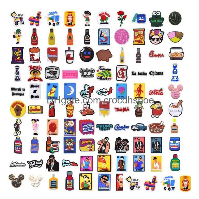 

Shoe Parts Accessories 100 Styles Mexican Random Different Pvc Charms For And Bracelet With Holes Party Gift Drop Delivery Othnv