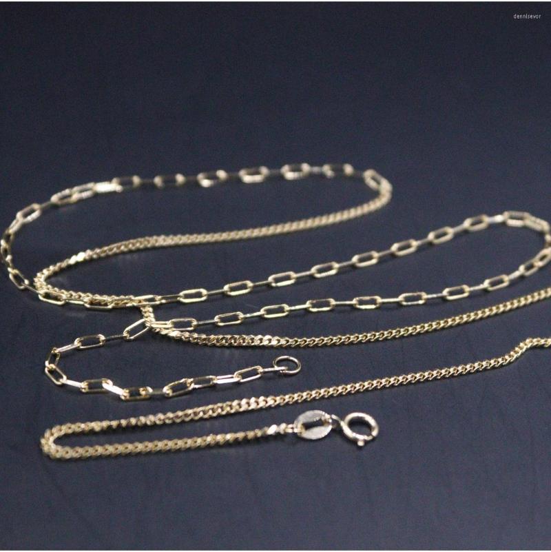 

Chains Real 18K Yellow Gold Chain For Women 1.4mm AB Style Curb Cable Link Necklace 60cm/24inch Stamp Au750