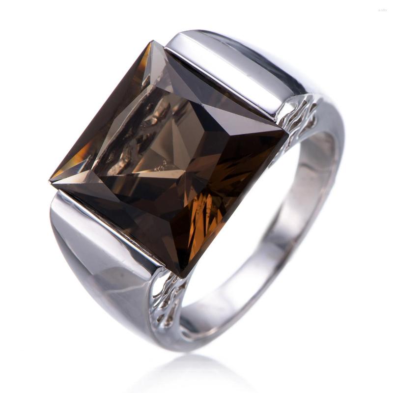 

Cluster Rings 13x13mm Smoky Quartz Rhodium Over Sterling Silver Ring