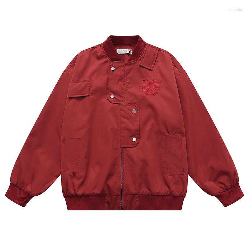 

Men's Jackets Embroidery Fashion Streetwear Racer Men Women Y2K HipHop Motorcycle Windproof Vintage Bomber Harajuku Autumn Jacket Coat, Red