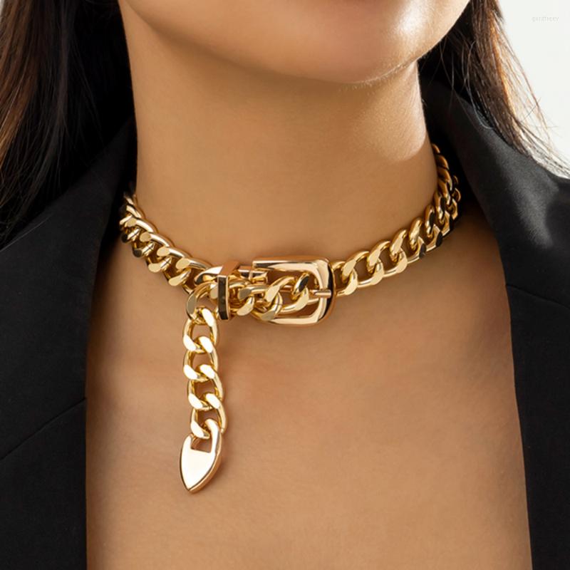 

Chains Metal Belt Choker Necklace For Women Exaggerated Heavy Punk Thick Chunky Clavicle Chain Grunge Jewelry Steampunk Men