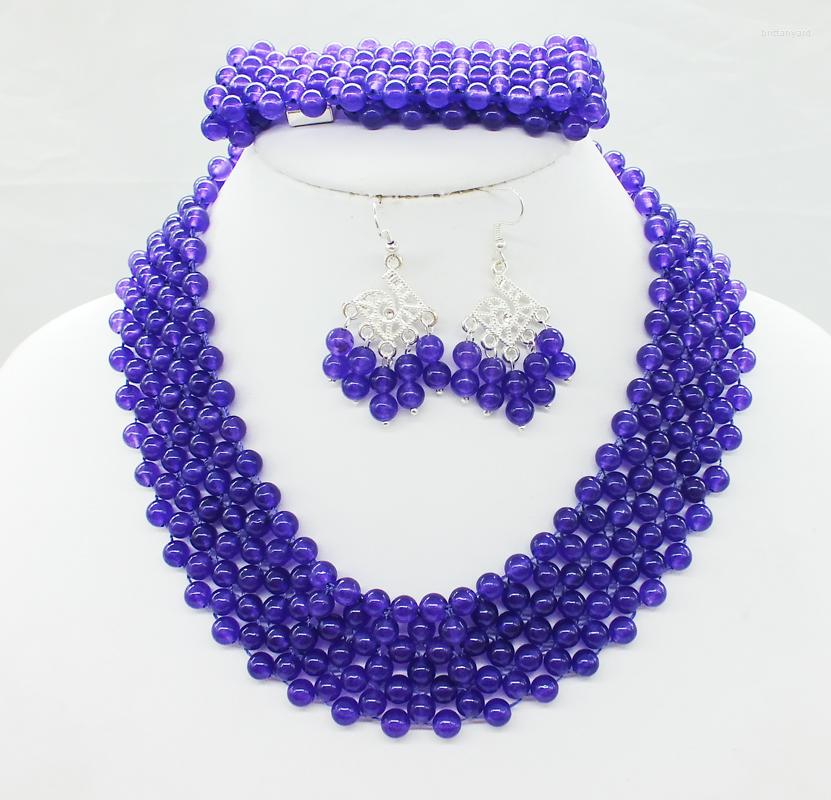 

Necklace Earrings Set I Love It Classic Purple Crystal Bracelet Bridal Wedding 18", Picture shown