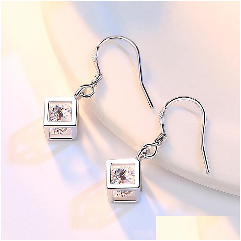 

Charm Simple Square Shaped Ear Ring Zirconia Pendant Earrings 925 Sier Earring For Women Best Gift A Friend Female Jewelry Dr Dhgarden Dhjd9