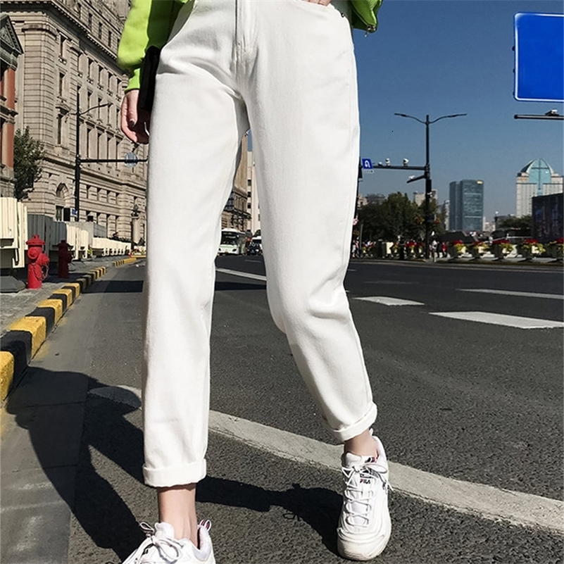 

Women's Jeans Syiwidii White Jeans for Women High Waist Harem Mom Jeans Casual Black Women Jeans Streetwear Denim Pants Beige Blue 230413