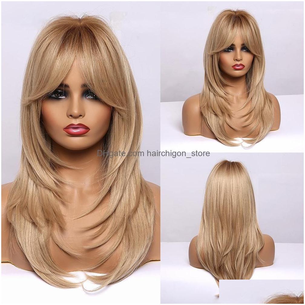 

Synthetic Wigs Fl Head Er Gradient Color Medium Length Straight Hair 18Khb Drop Delivery 202 Dhnpv, Customize