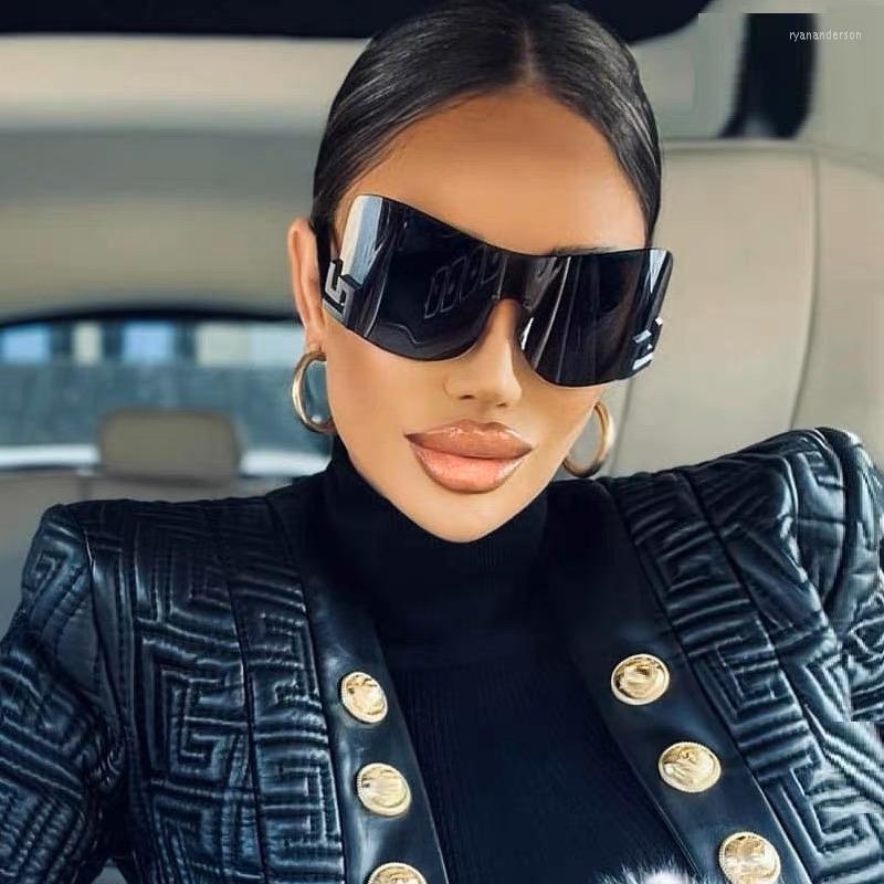 

Sunglasses 2023 Fashion Brand Designer Luxury Oversized Rimless Women Men Vintage Punk Sun Glasses Trend One Piece Eyewear