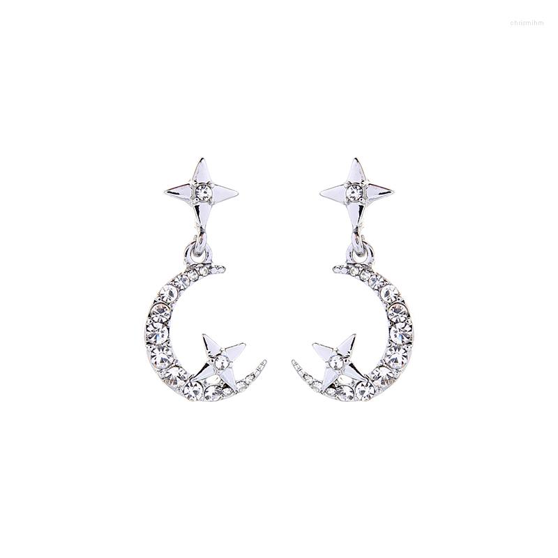 

Dangle Earrings Simple Design Fashion Drop Earring For Women Handmade Crystal Moon Star Charming Date Gift Jewelry