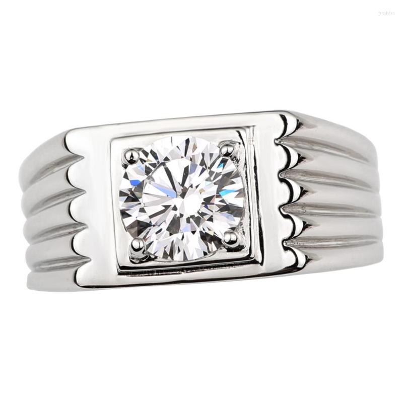 

Cluster Rings 2ct Lab Simulated Diamond Ring For Men 925 Sterling Silver Wedding Jewelry 8mm Stone R516D