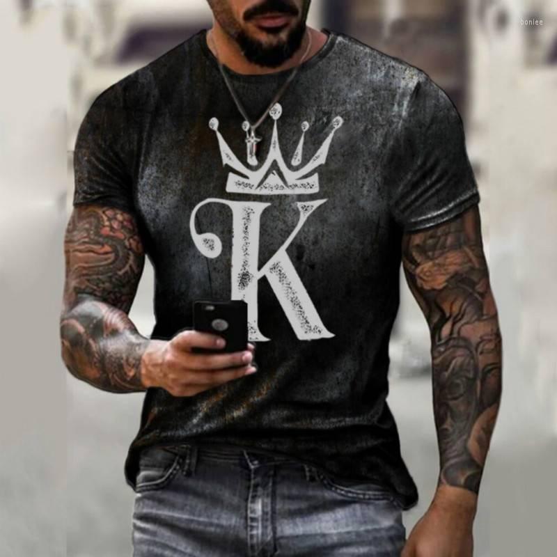 

Men's T Shirts Poker K Gradient 3D Print Short Sleeve Men Shirt European And American Fashion Mens Summer Round Neck Streetwear Oversize
