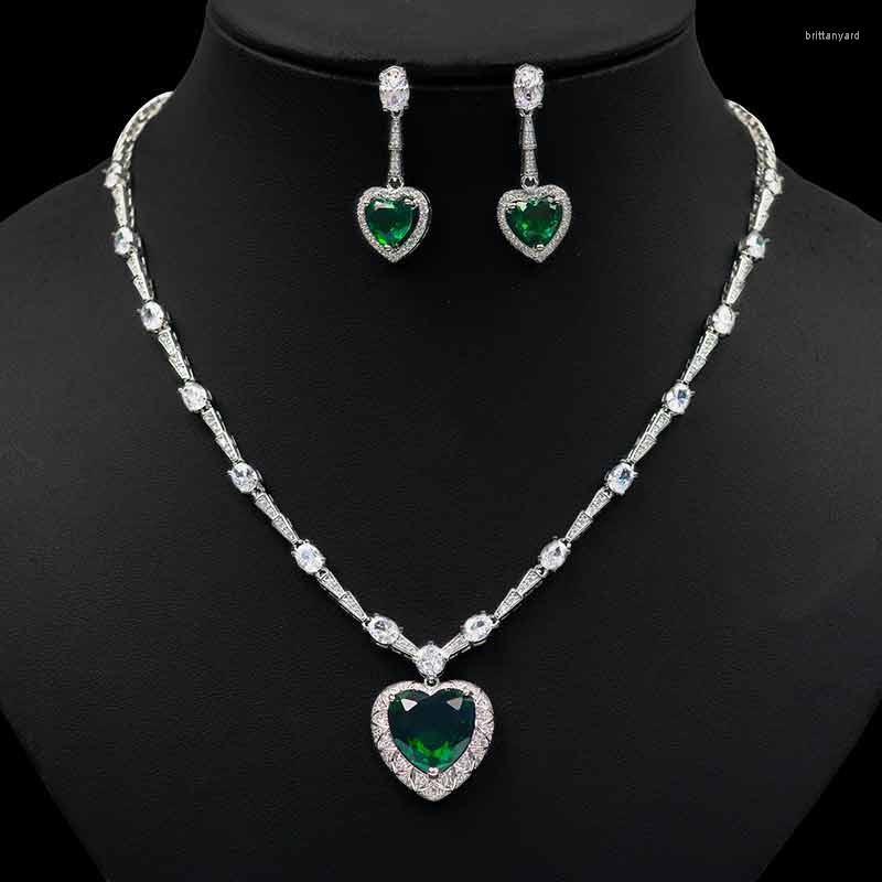 

Necklace Earrings Set HIBRIDE Heart Shape Six Colors Cubic Zirconia And Earring Sets 2PCS Jewelry For Women Bridal Wedding Bijoux N-1102, Picture shown