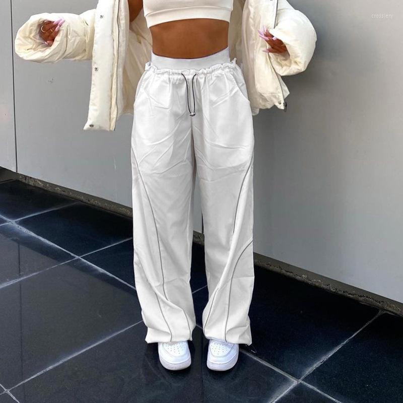 

Women' Pants Streetwear Casual Sweatpants Side Stripe Women High Waist Baggy Straight Cargo Y2k Summer Vintage Hip Hop Joggers Harajuku, Black