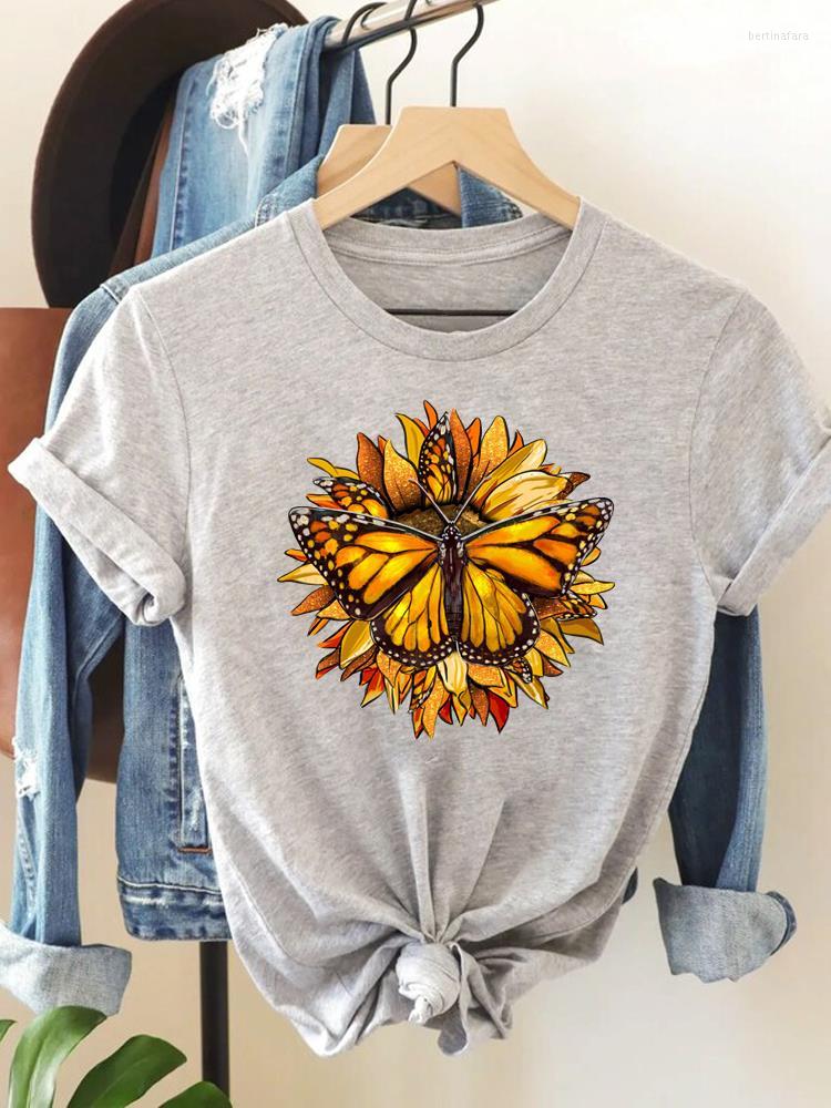 

Women' T Shirts Clothing Print Women Female Summer Graphic Tee Fashion Clothes Short Sleeve Flower Floral Style 90s Butterfly Casual, Laqa33228