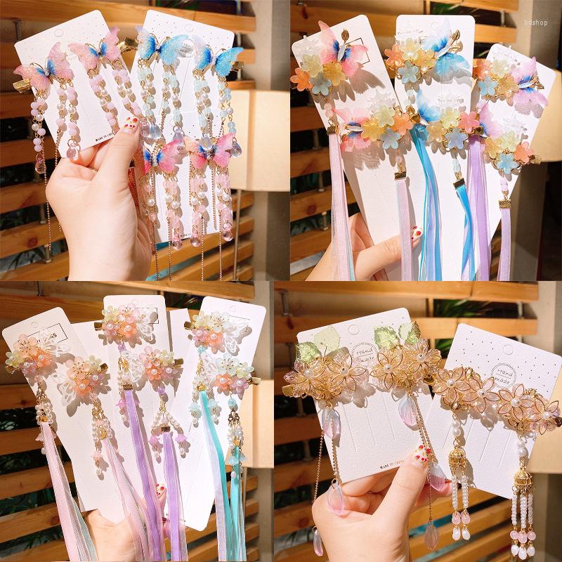 

Hair Accessories WYINYA Ethnic Style Ancient Costume Hanfu Bowknot Headdress Hairpin Adult Children Tassel Streamer Retro, B2