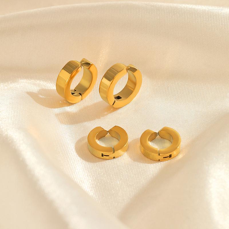 

Backs Earrings 2pcs Stainless Steel Smooth Ear Clip Female Fashion Earless Piercing Small Circle Eer Bone For Women Jewelry Gift