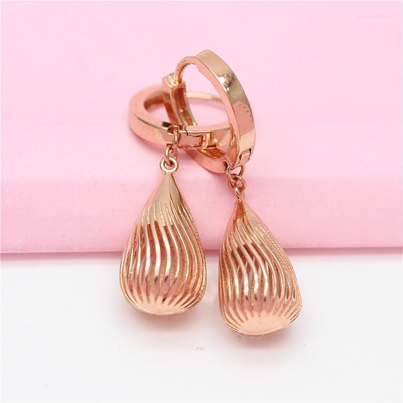 

Dangle Earrings 585 Purple Gold 14K Rose Long Water Hollow Drop For Women Fashion Chinese Style Light Luxury Party Jewelry