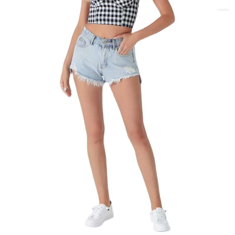 

Women's Jeans Sexy Ripped Denim Shorts Women Inelastic Casual Summer Frayed Tassel High Waist Pants, Sky blue