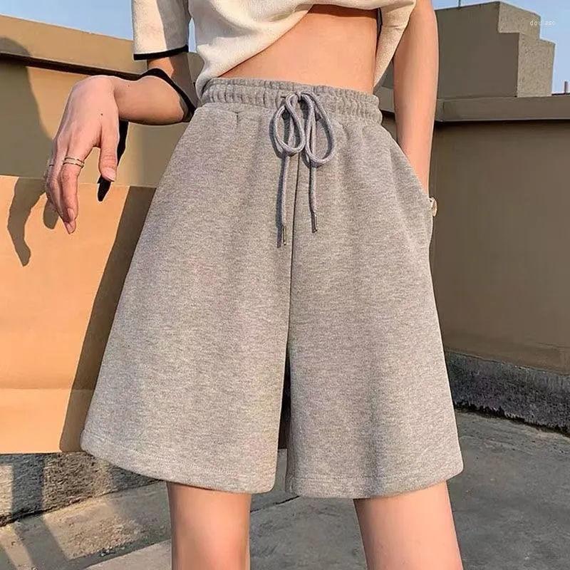 

Women's Pants Shorts Women Harajuku Solid Color Simple Loose Summer Casual Korean Lovely Girls Elasticity Fashion All-match Wide Leg Sporty, Black 2