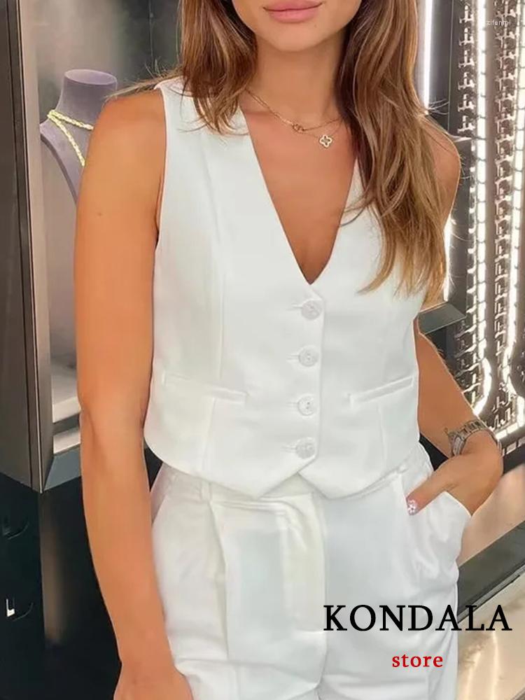 

Women' Vests KONDALA Chic Solid Streetwear Casual Women Vest Blazer Fashion 2023 Luxury All Match Y2K Vintage Mujer Short Sleeveless, Black