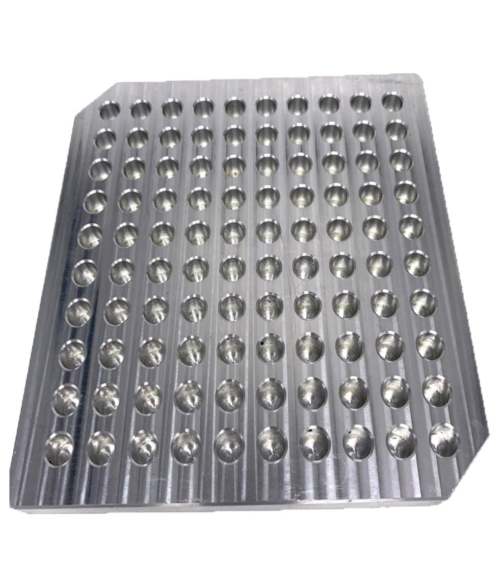 

OEM aluminum Display Stands Tray For 100pcs 92A3 AC1003 Cartridges Atomizer Tank Ecigs Vape tray Aperture 10mm Dia for oil filling1081917