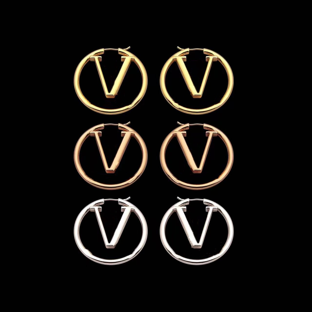 

Designer earings for woman Bride gold hoop party wedding lovers gift engagement anniversary luxury letter stainless steel earring jewelry
