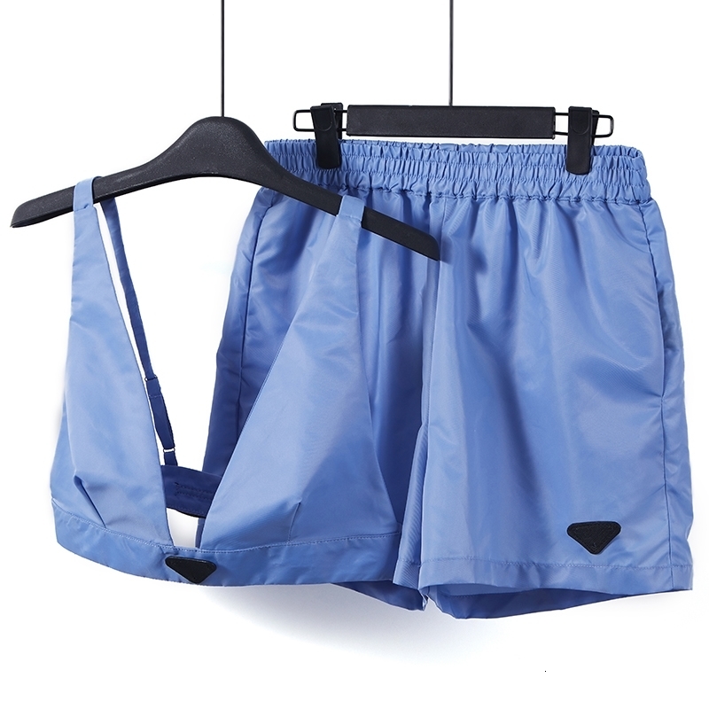

Women s Two Piece Pants high quality vest suspender shorts set 230414, Blue