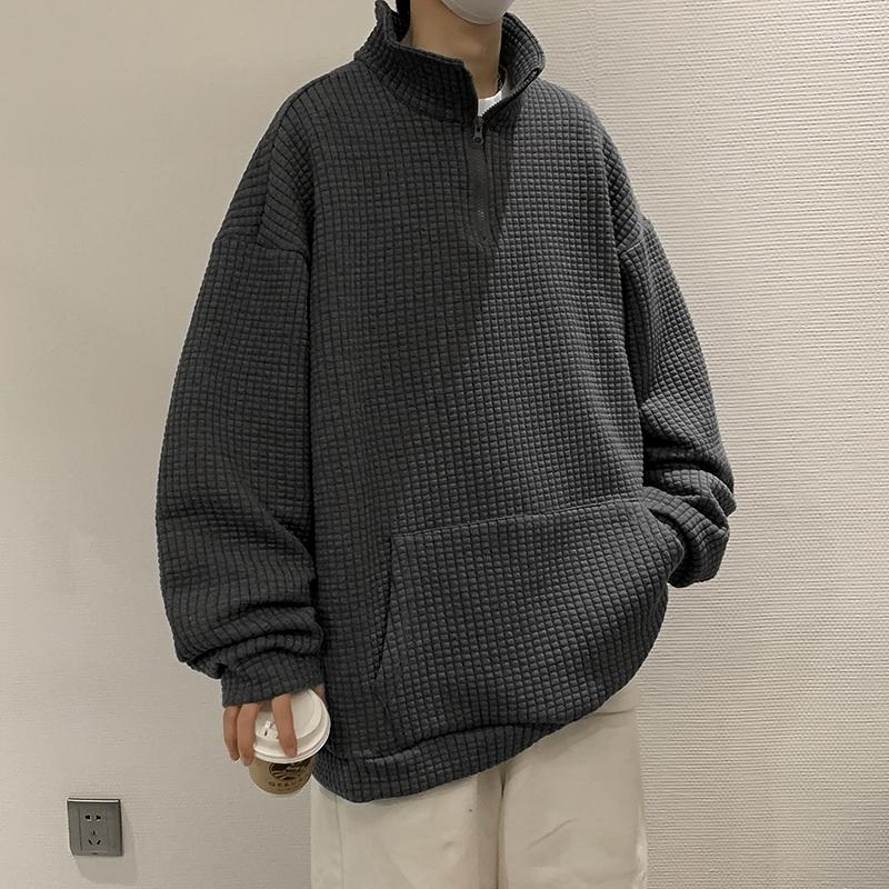 

Men's Casual Shirts Semi-zip Sweater Men's Spring And Autumn Loose Stand Collar Jacket, Pt164-1