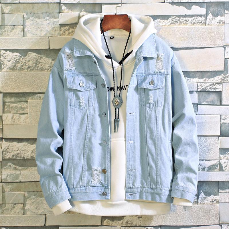 

Men's Hoodies Denim Jacket Men Coat Dark Blue Casual Cotton Turn-down Collar Long Sleeve Bomber Jackets For Man, 002